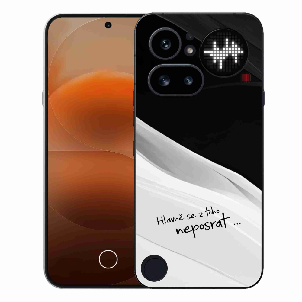 Zselés borító mmCase a Nothing Phone (4a) telefonhoz - vicces szöveg 13 fekete-fehér háttérrel