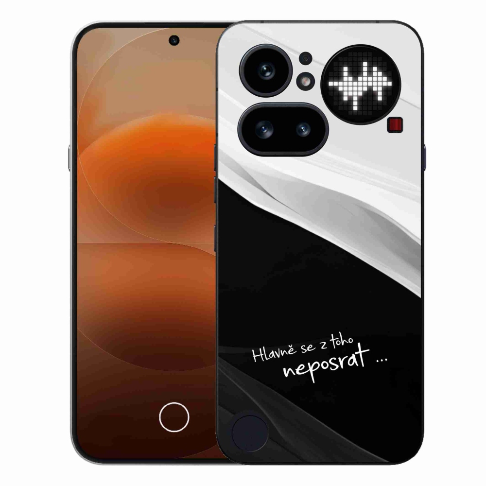 Zselés borító mmCase a Nothing Phone (4a) telefonhoz - vicces szöveg 13 fekete-fehér háttérrel
