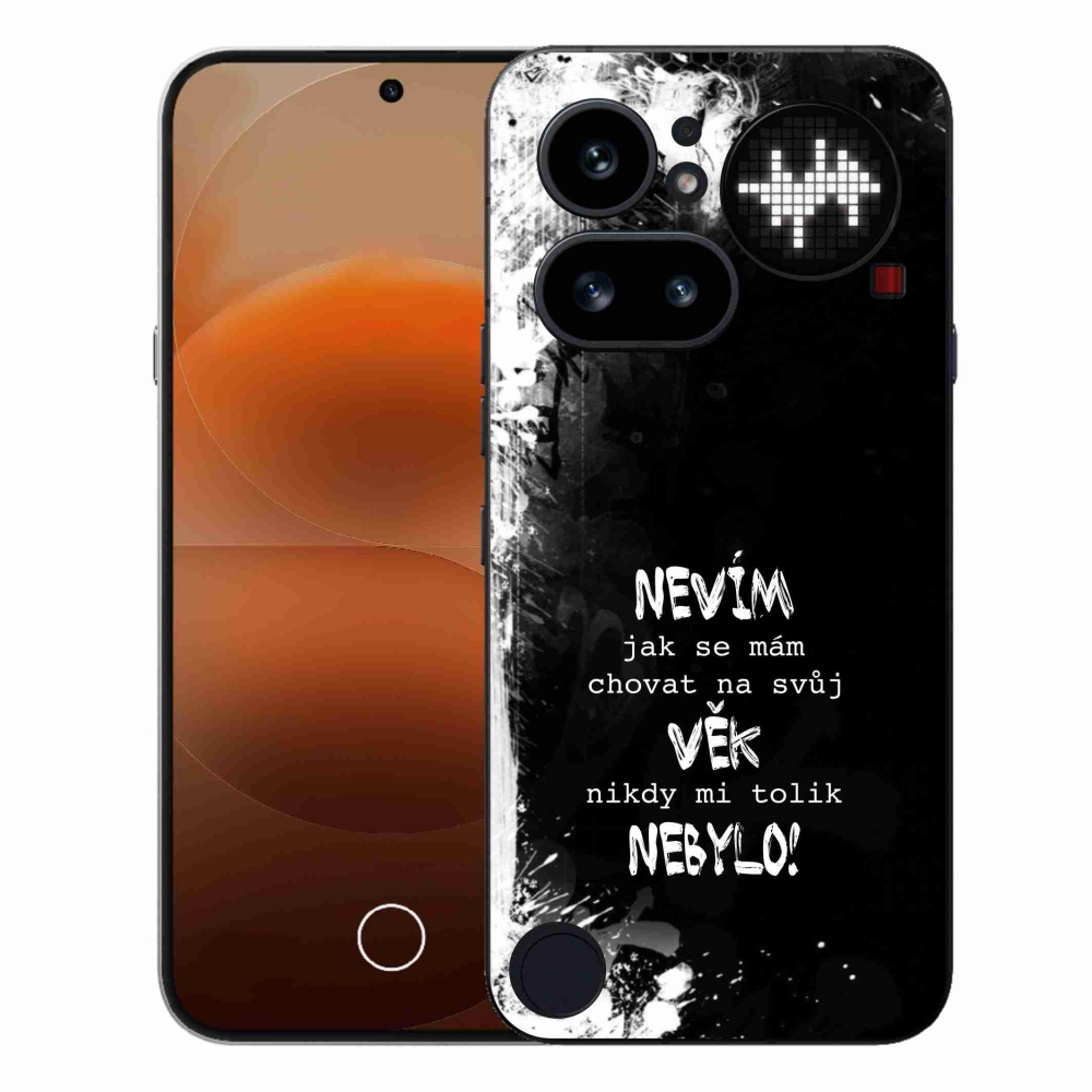 Zselés borító mmCase a Nothing Phone (4a) telefonhoz - vicces szöveg 14 fekete háttér