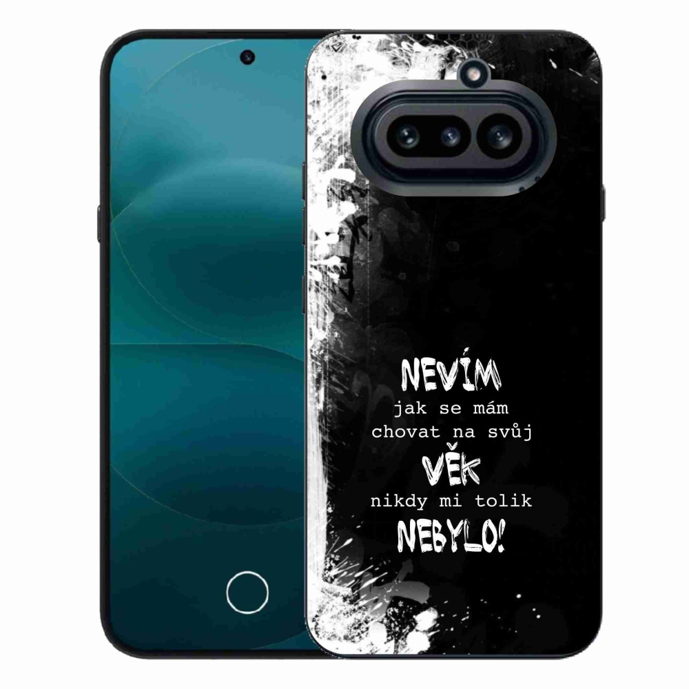 Zselés borító mmCase a Nothing Phone (4a) telefonhoz - vicces szöveg 14 fekete háttér