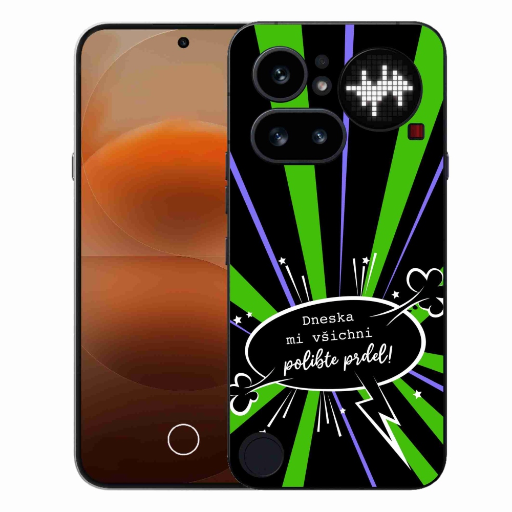 Zselés borító mmCase a Nothing Phone (4a) telefonhoz - vicces szöveg 15 fekete háttérrel