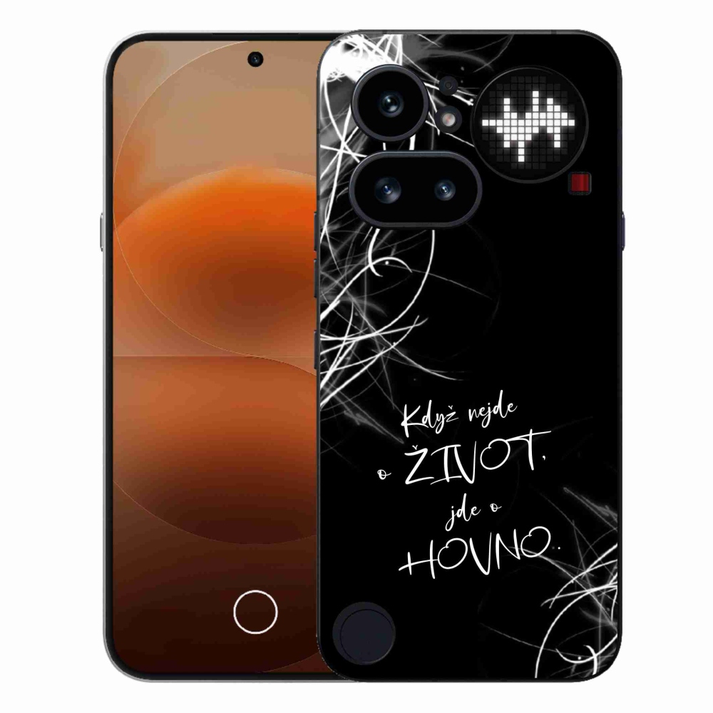 Gél borító mmCase a Nothing Phone (4a) telefonhoz - vicces szöveg 16 fekete háttér