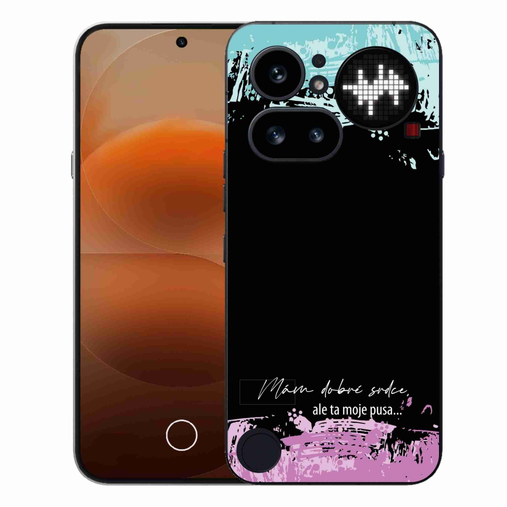 Gél borító mmCase a Nothing Phone (4a) - vicces szöveg 3 fekete háttérrel