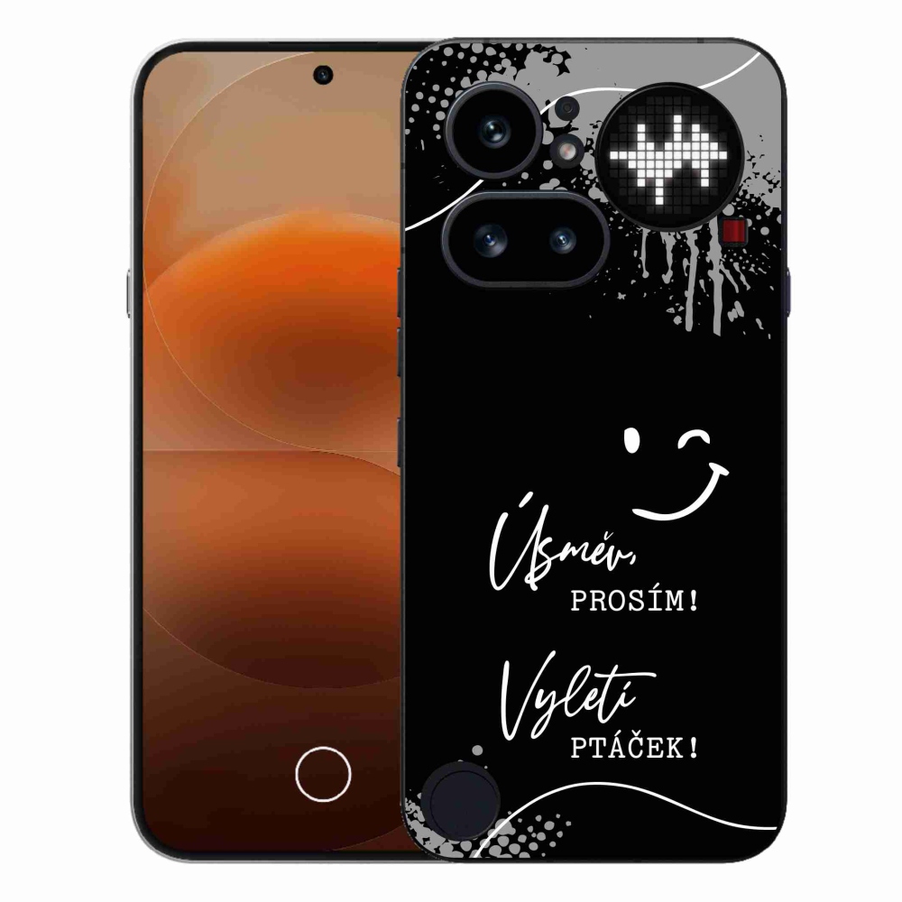 Zselés borító mmCase a Nothing Phone (4a) telefonhoz - vicces szöveg 4 fekete háttérrel