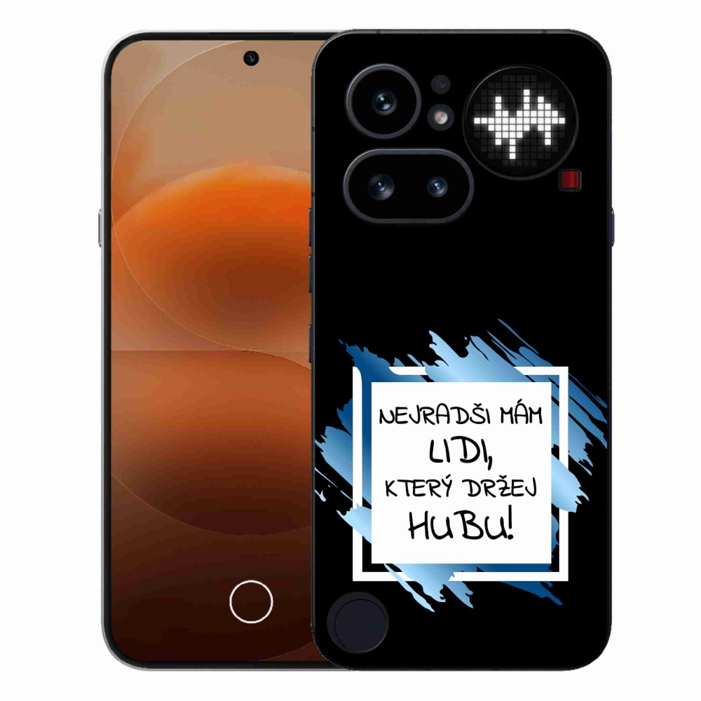 Zselés borító mmCase a Nothing Phone (4a) telefonhoz - vicces szöveg 7 fehér és fekete háttérrel