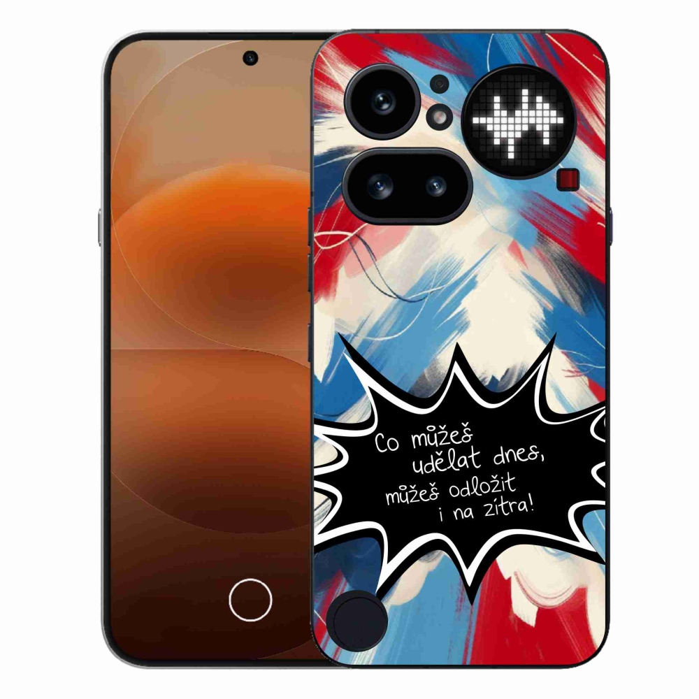 Zselés borító mmCase a Nothing Phone (4a) telefonhoz - vicces szöveg 9 fekete háttér