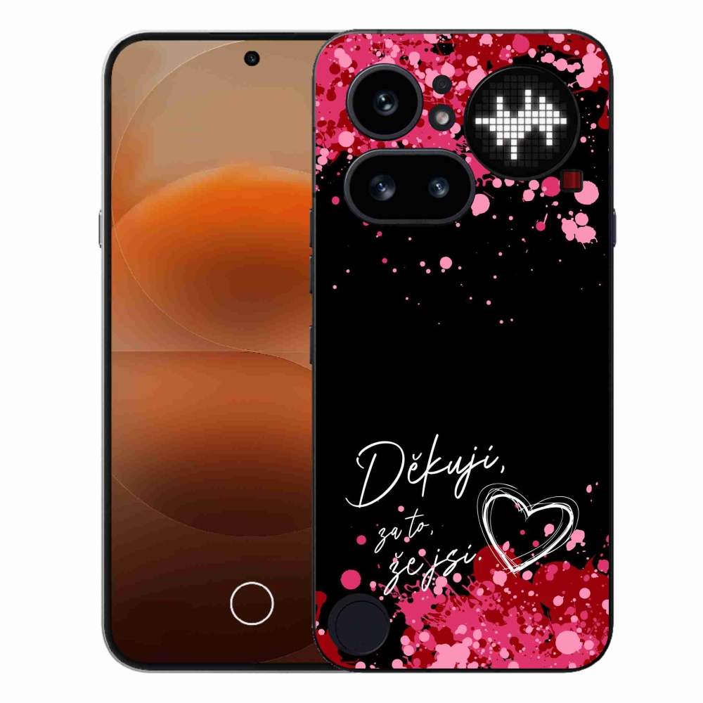 Gél borító mmCase a Nothing Phone (4a) telefonhoz - text in love 2 fekete háttérrel
