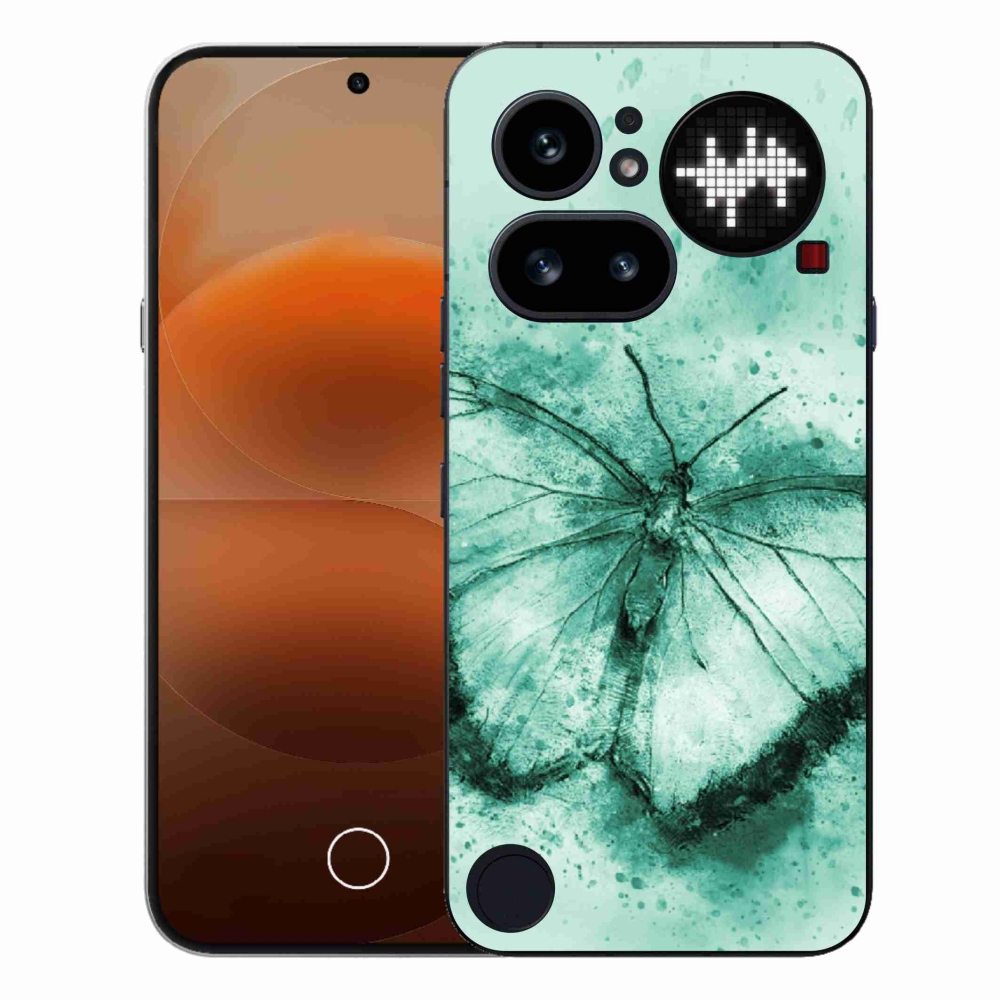 Zselés tok mmCase a Nothing Phone (4a) készülékhez - zöld pillangó
