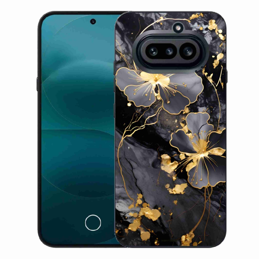 Zselés borító mmCase a Nothing Phone (4a) - aranyszínű virágokkal