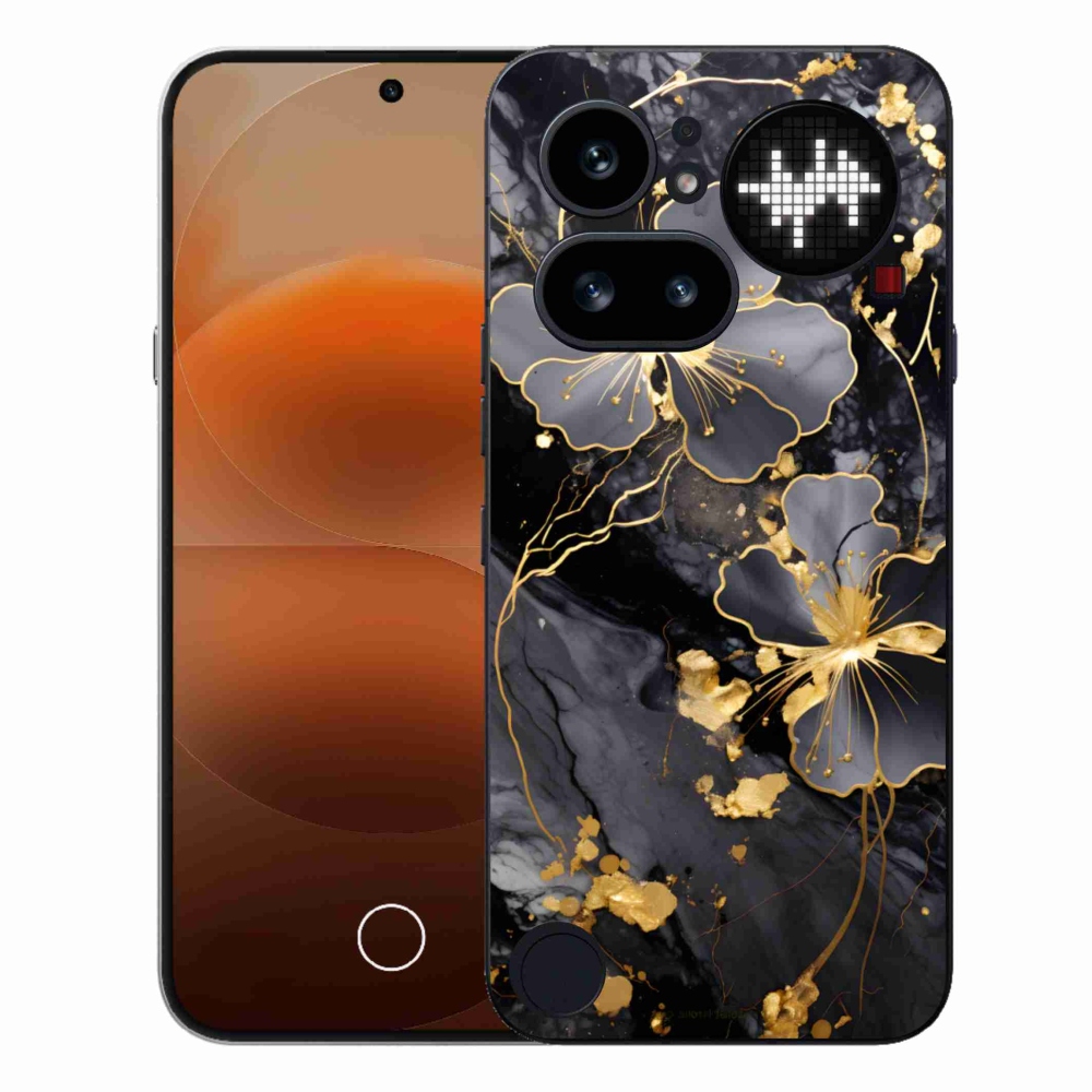 Zselés borító mmCase a Nothing Phone (4a) - aranyszínű virágokkal