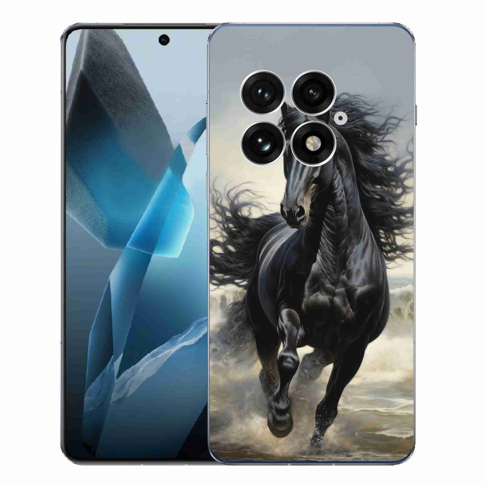 Zselés borítás mmCase a One Plus 13-hoz - futó fekete ló