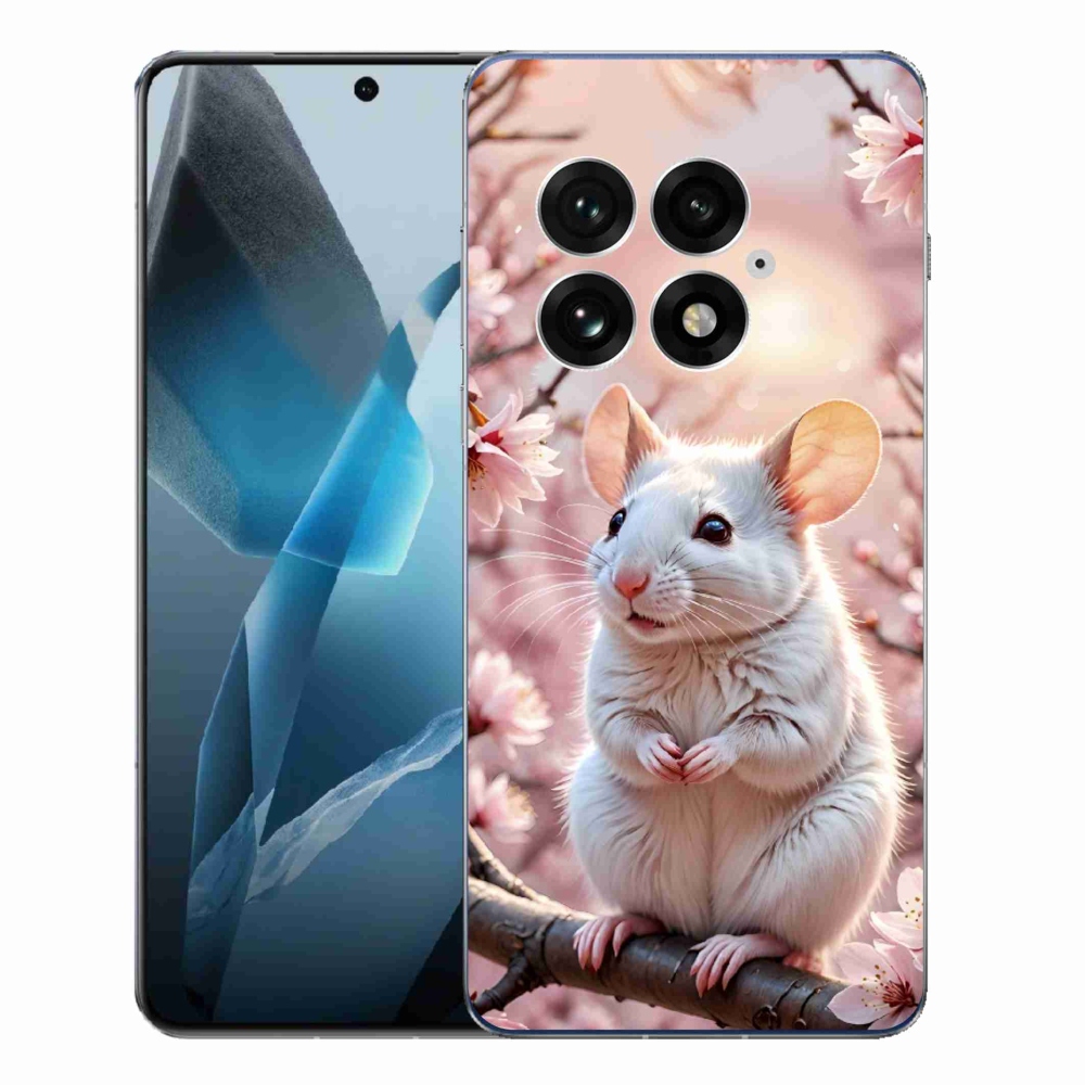 Zselés borítás mmCase a One Plus 13-hoz - fehér egér ágon