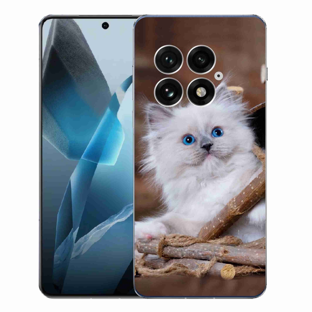 Zselés borítás mmCase a One Plus 13 készülékhez - fehér cica