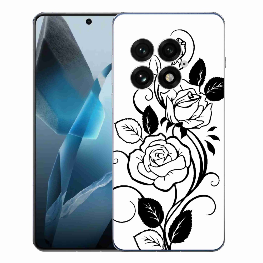 Gél borítás mmCase a One Plus 13-hoz - fekete-fehér rózsa