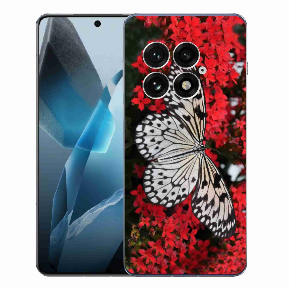 Zselés tok mmCase a One Plus 13-hoz - fekete-fehér pillangó 1