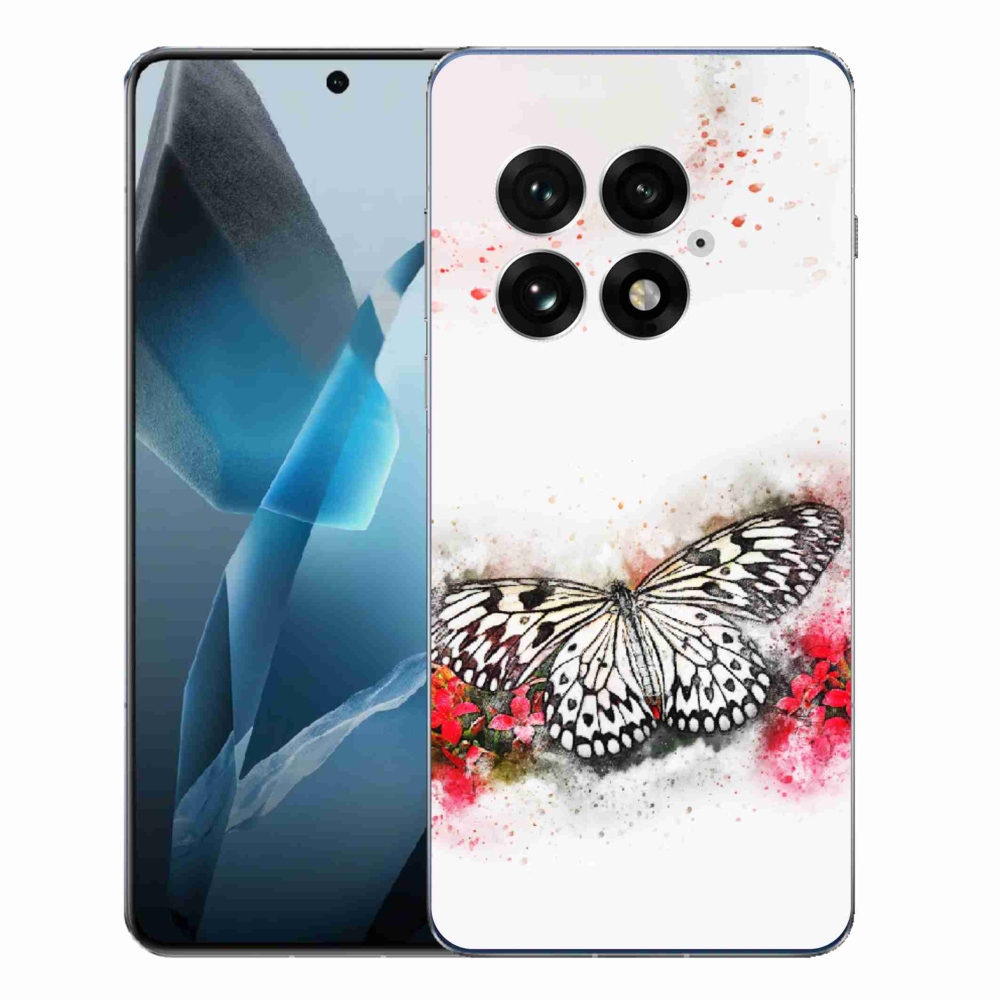 Zselés tok mmCase a One Plus 13-hoz - fekete-fehér pillangó