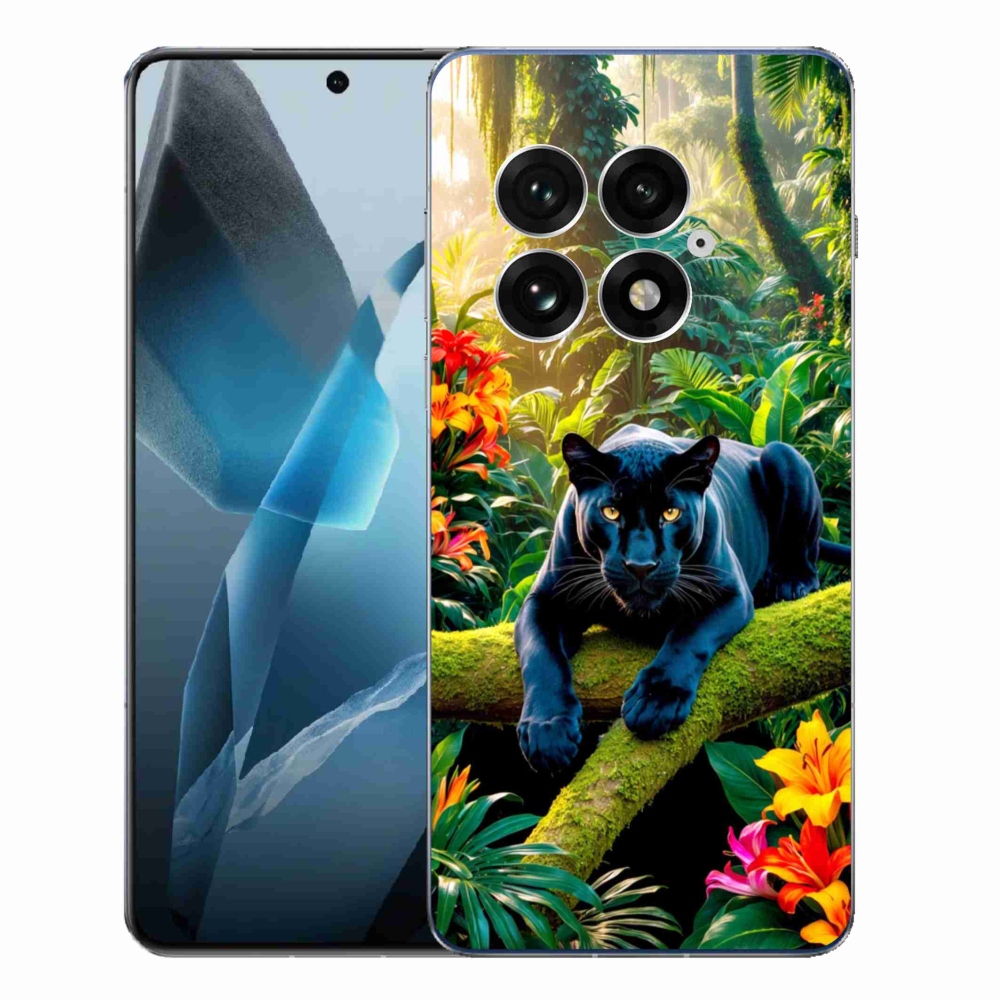Gél borító mmCase a One Plus 13-on - fekete párduc a dzsungelben