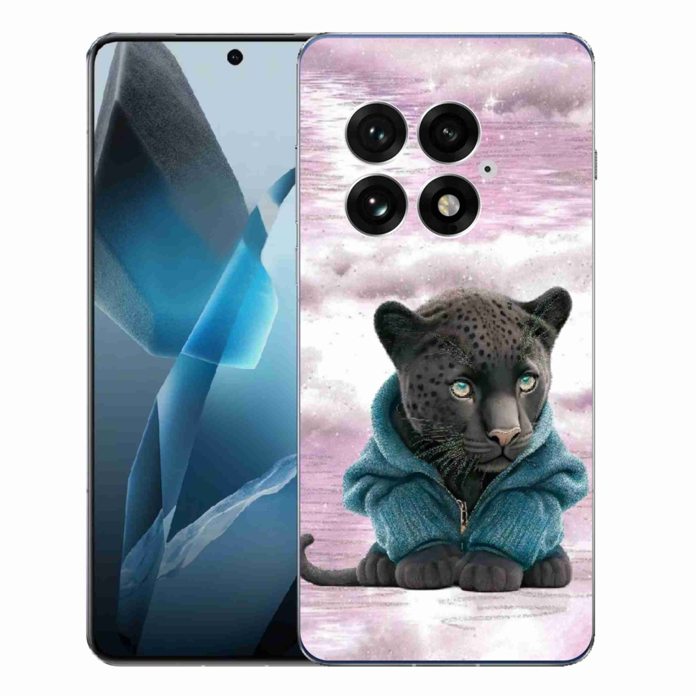 Gél borítás mmCase a One Plus 13-hoz - fekete párduc pulóverben