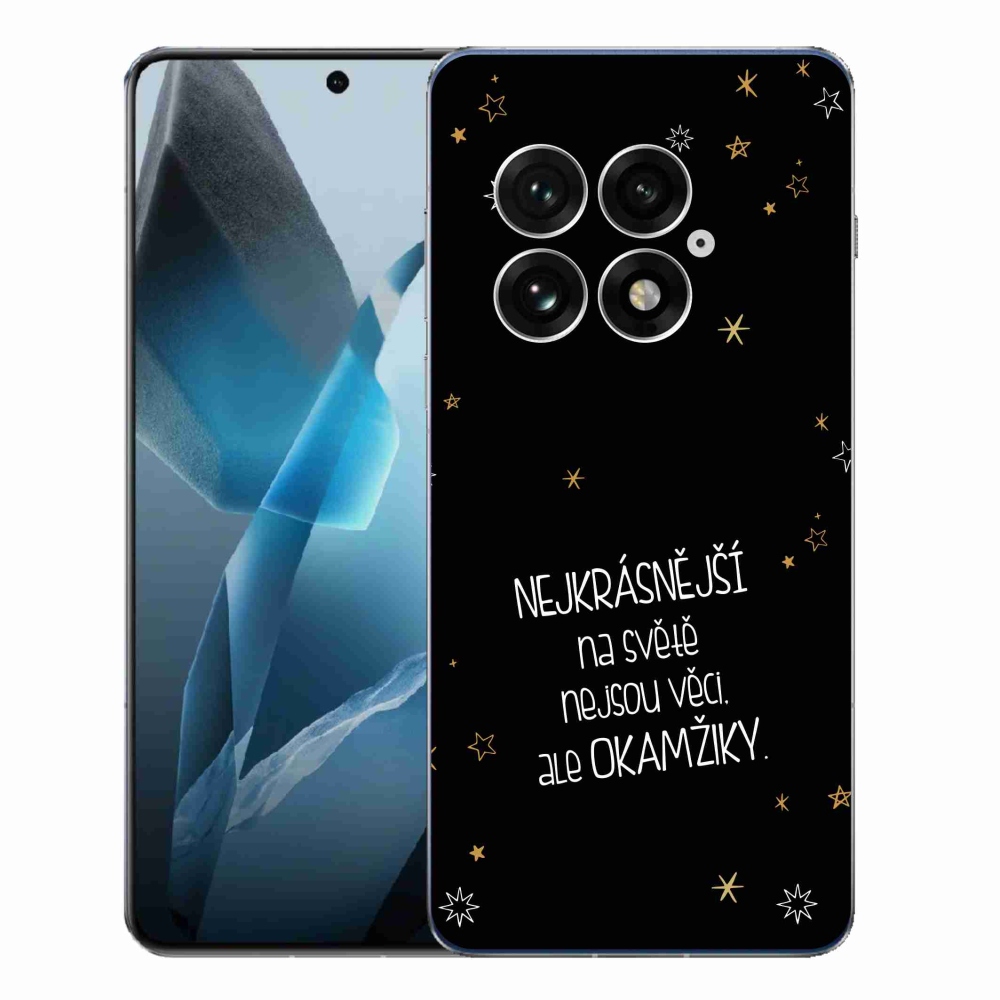 Gél védőhuzat mmCase a One Plus 13-on - Idézet 4 fekete háttér