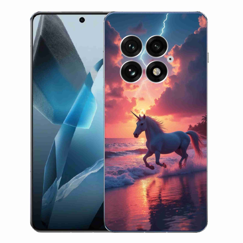 Zselés borítás mmCase a One Plus 13-hoz - egyszarvú a tengerparton