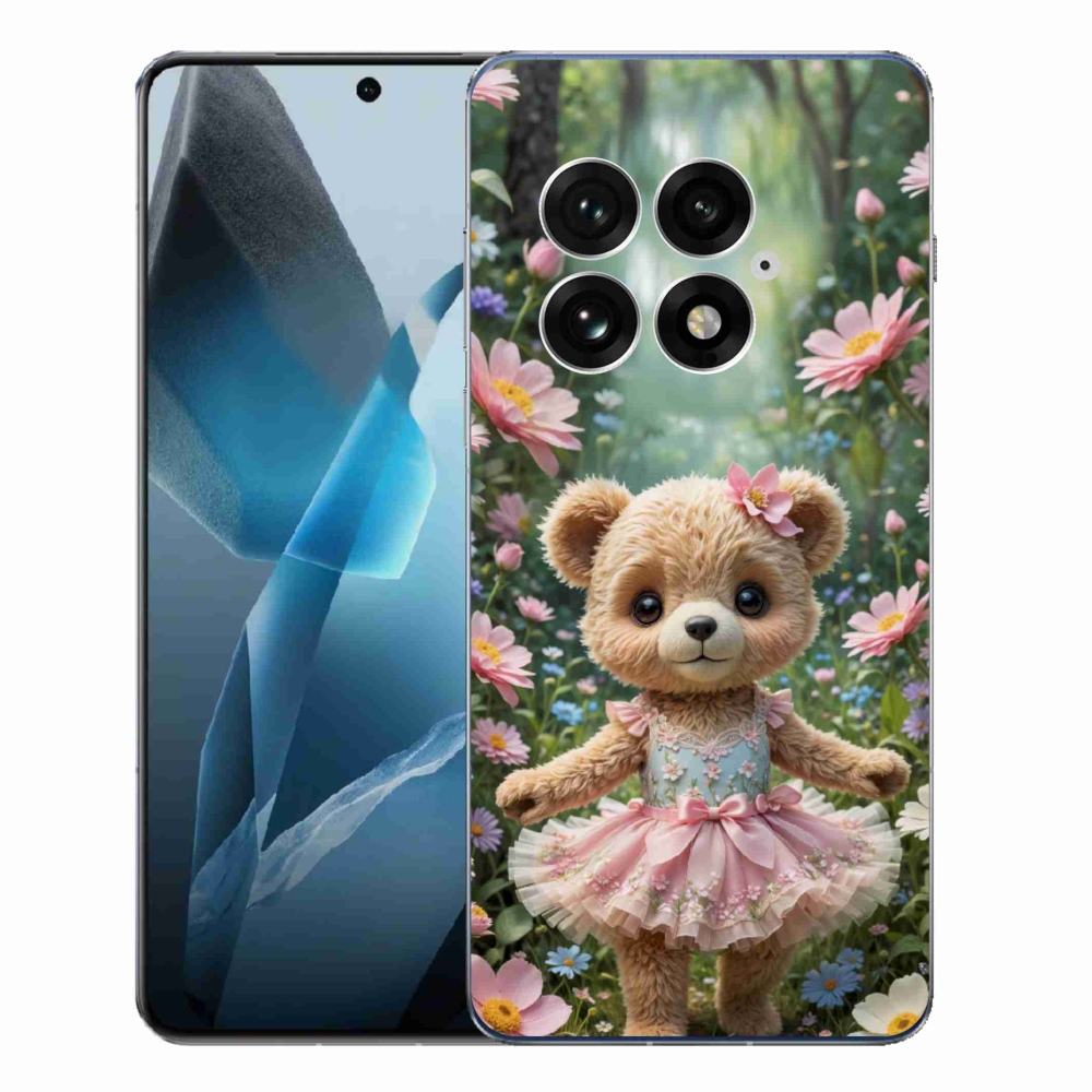 Gél borítás mmCase a One Plus 13-hoz - aranyos mackó virágokban