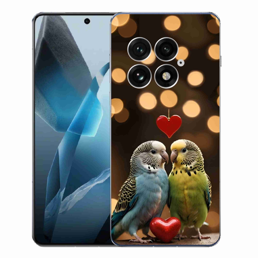 Zselés borítás mmCase a One Plus 13-hoz - szerelmes papagájok