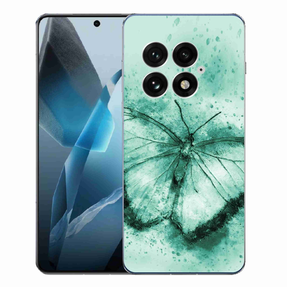 Zselés tok mmCase a One Plus 13-hoz - zöld pillangó