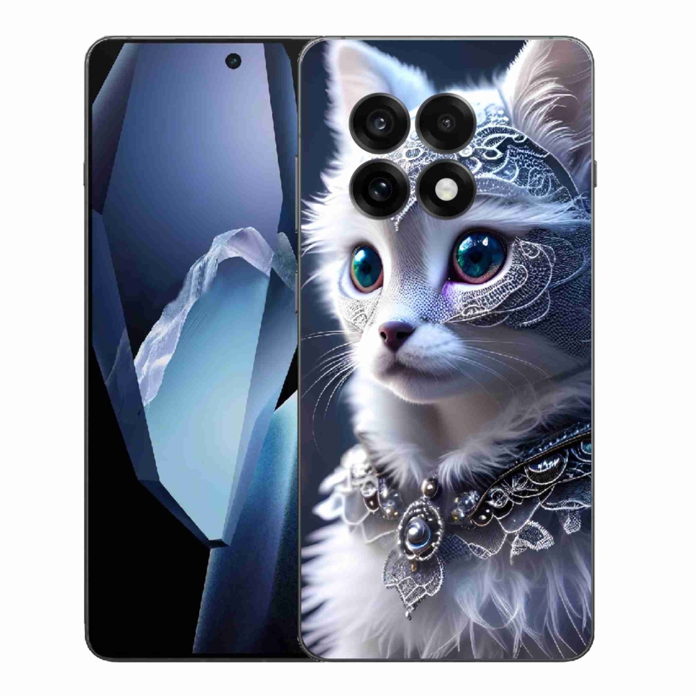 Zselés tok mmCase a One Plus 13R készülékhez - fehér macska