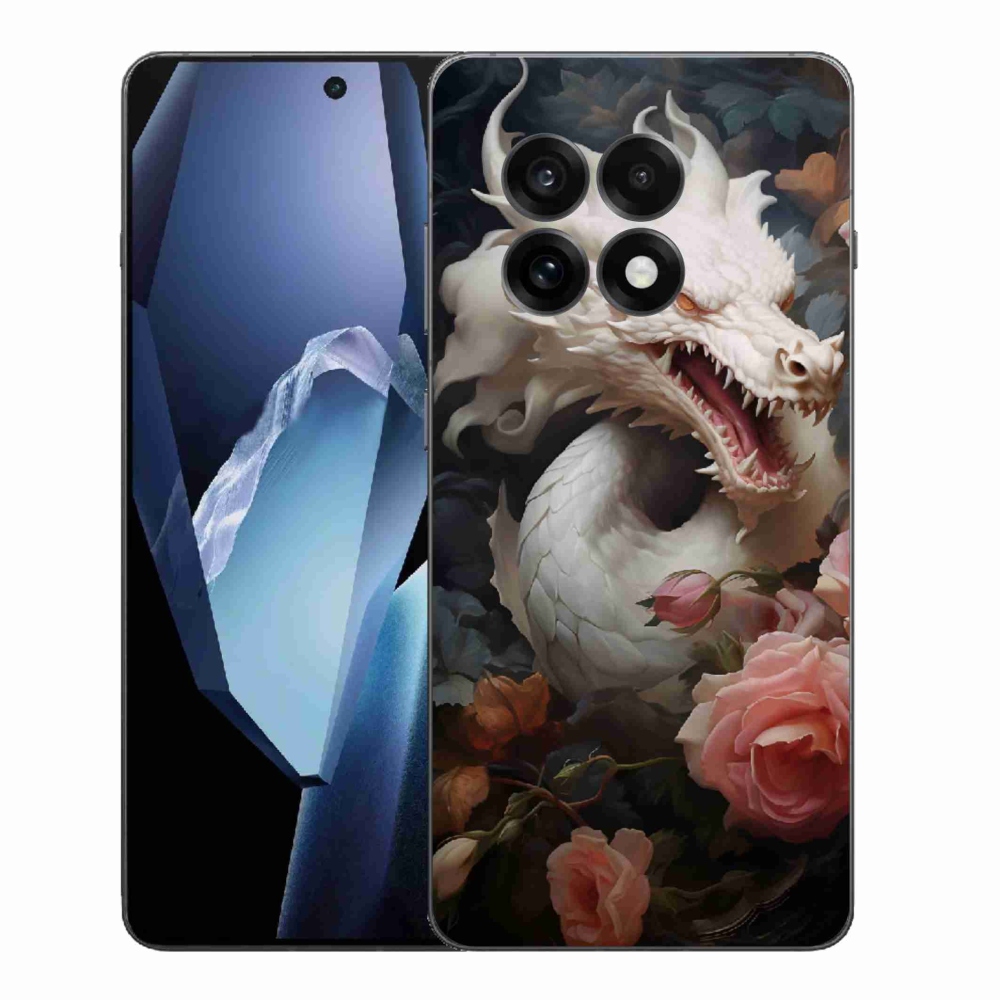 Zselés borítás mmCase One Plus 13R - fehér sárkány