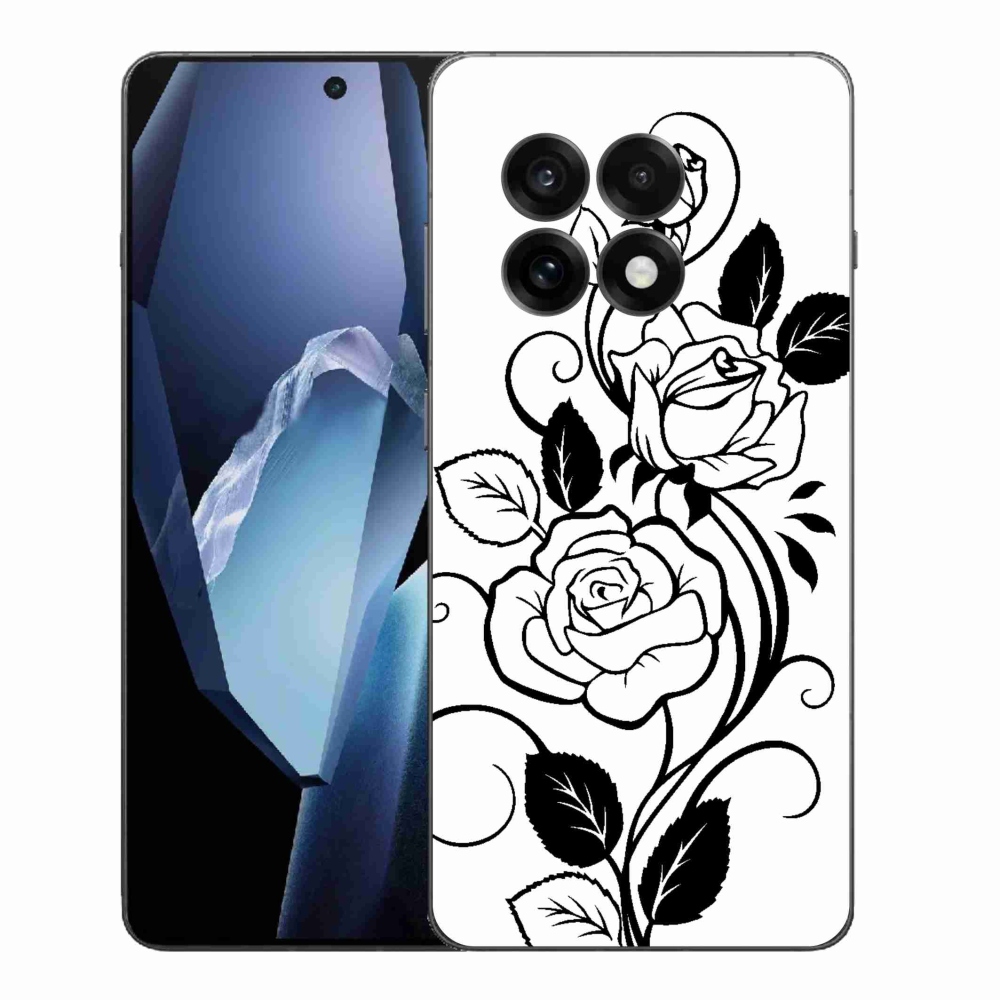 Zselés borítás mmCase a One Plus 13R készülékre - fekete és fehér rózsa