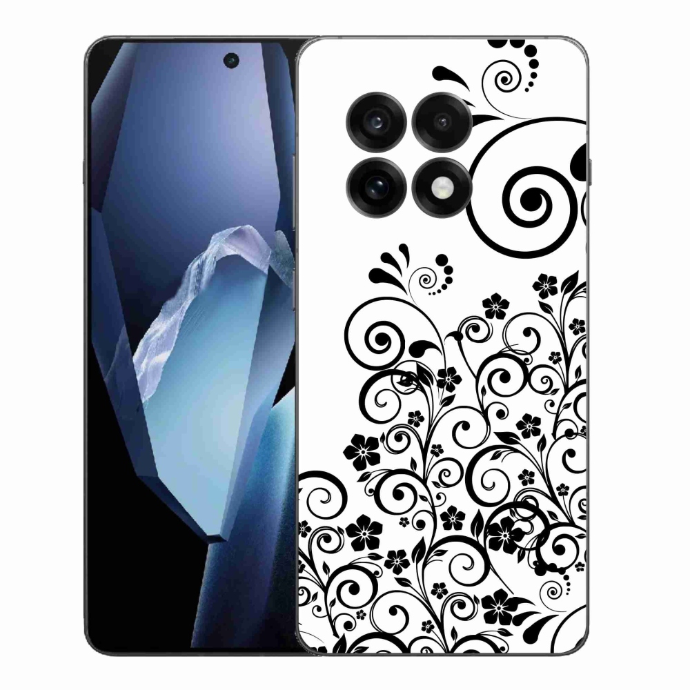 Zselés borítás mmCase One Plus 13R - fekete-fehér virágminták