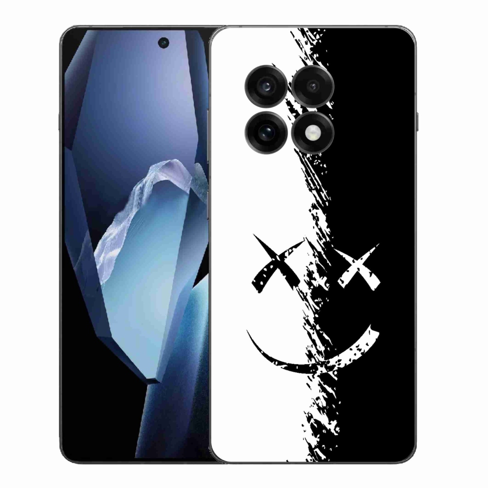 Zselés borítás mmCase One Plus 13R - fekete-fehér smiley