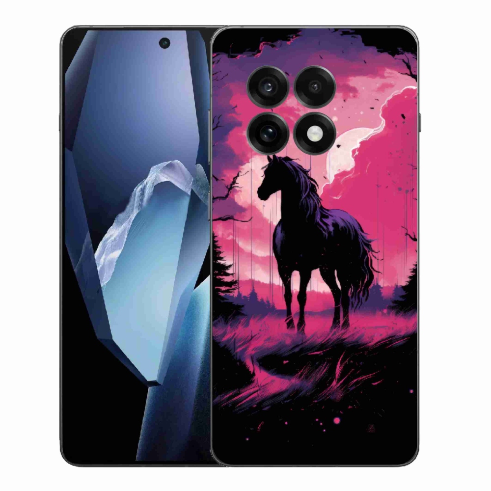 Zselés tok mmCase a One Plus 13R készülékhez - fekete rajzfilm ló 1