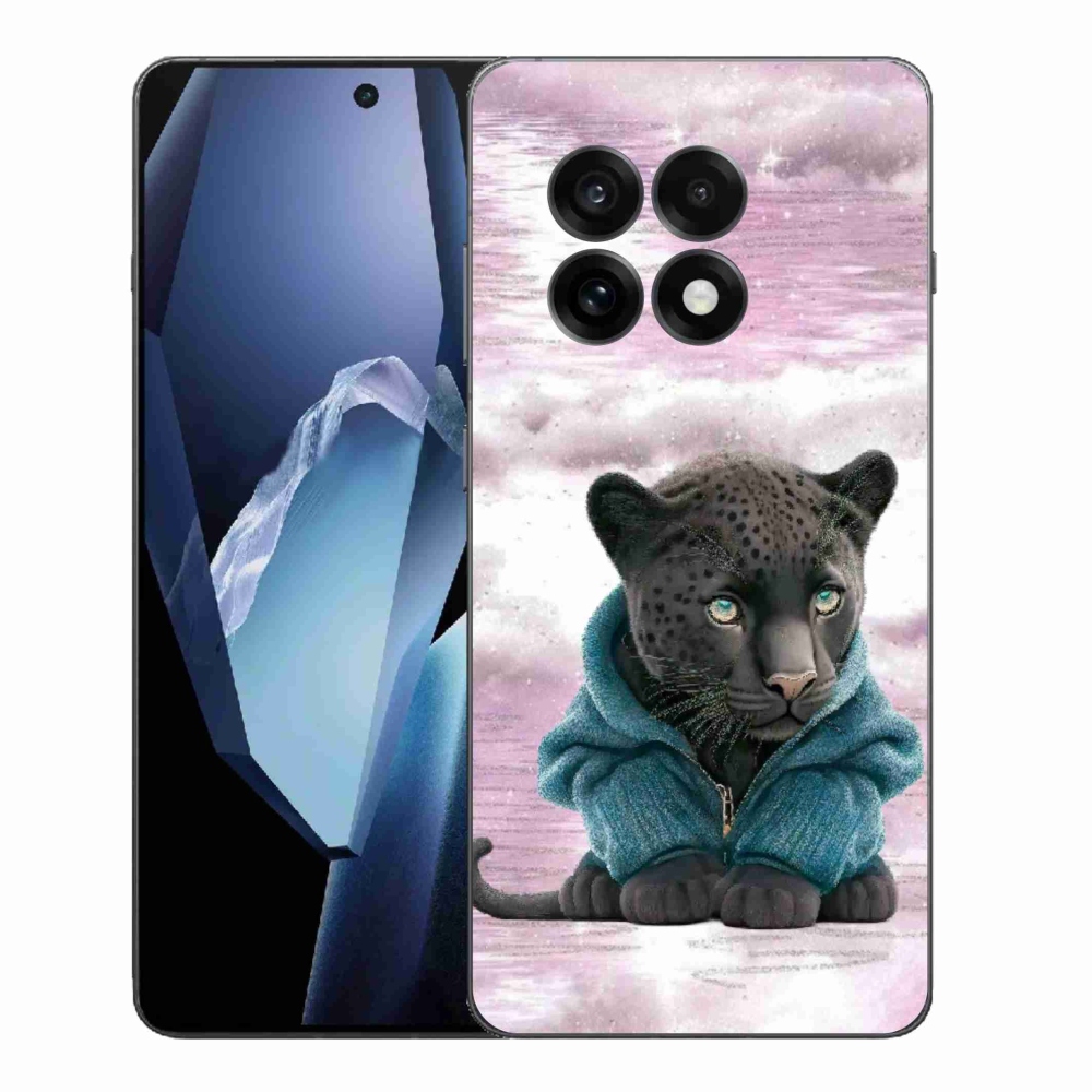 Zselés borítás mmCase One Plus 13R tok - fekete párduc pulóverben
