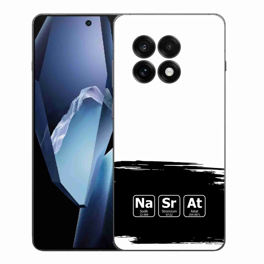 Gél borítás mmCase a One Plus 13R készülékre - kémiai elemek fekete és fehér háttérrel
