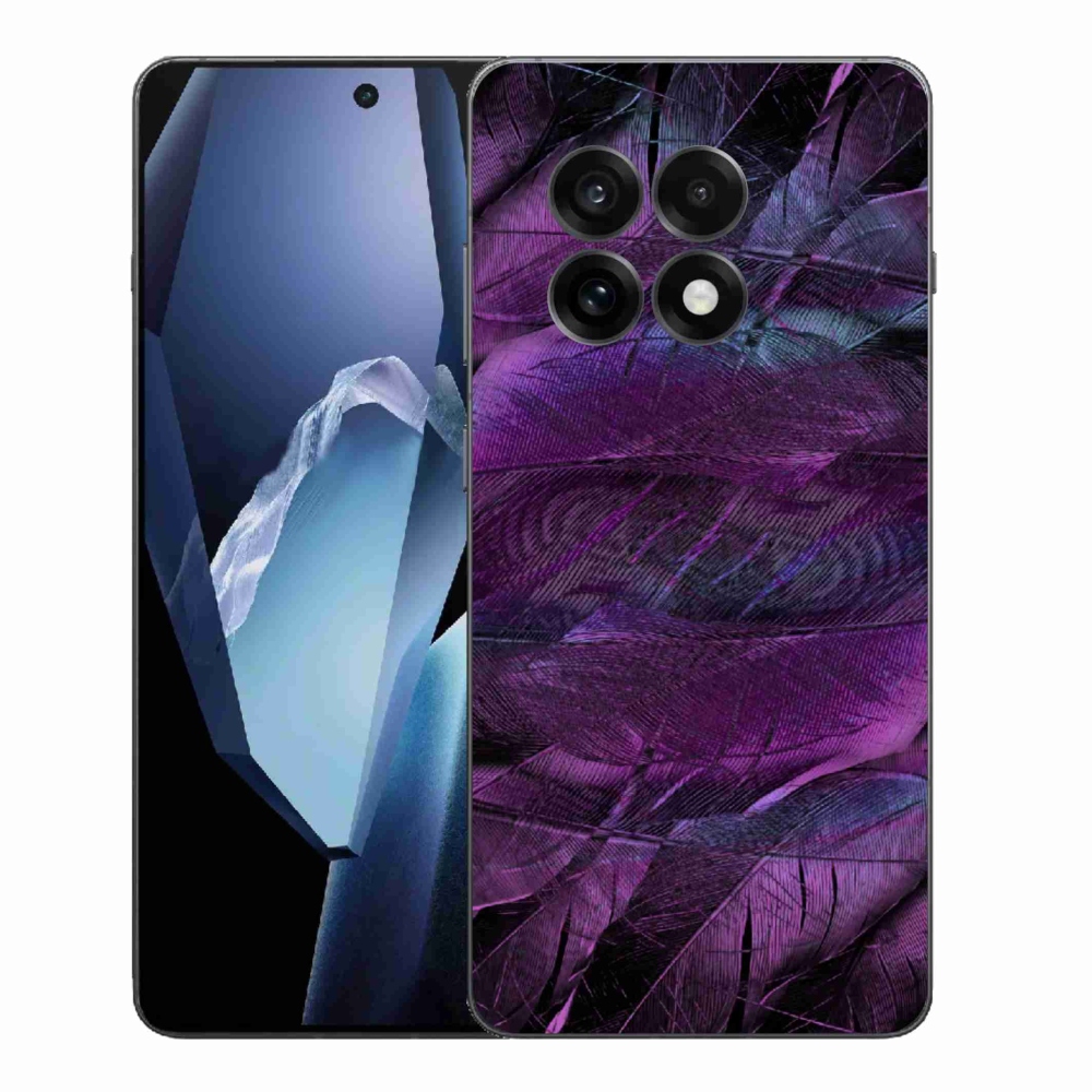 Zselés tok mmCase One Plus 13R készülékhez - lila tollak