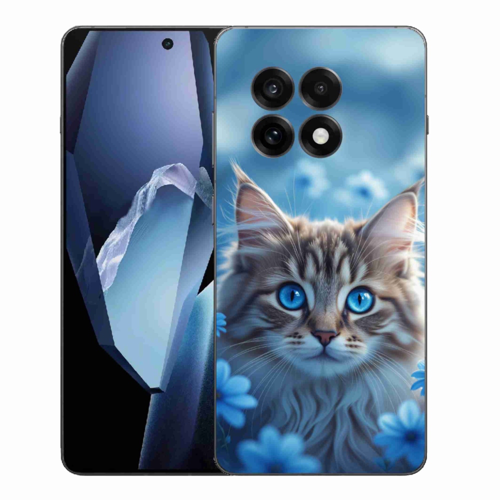 Zselés borítás mmCase One Plus 13R készülékhez - kék virágos cica