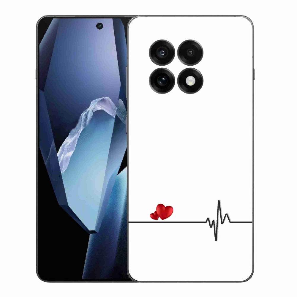 Gél borító mmCase a One Plus 13R készülékre - szív és szívverés fehér háttérrel
