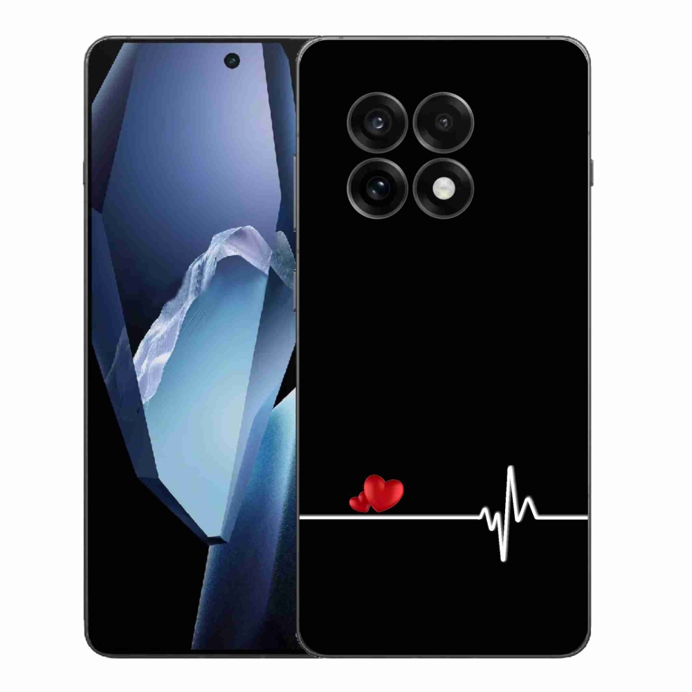 Gél borító mmCase a One Plus 13R készülékre - szív és szívverés fekete háttérrel