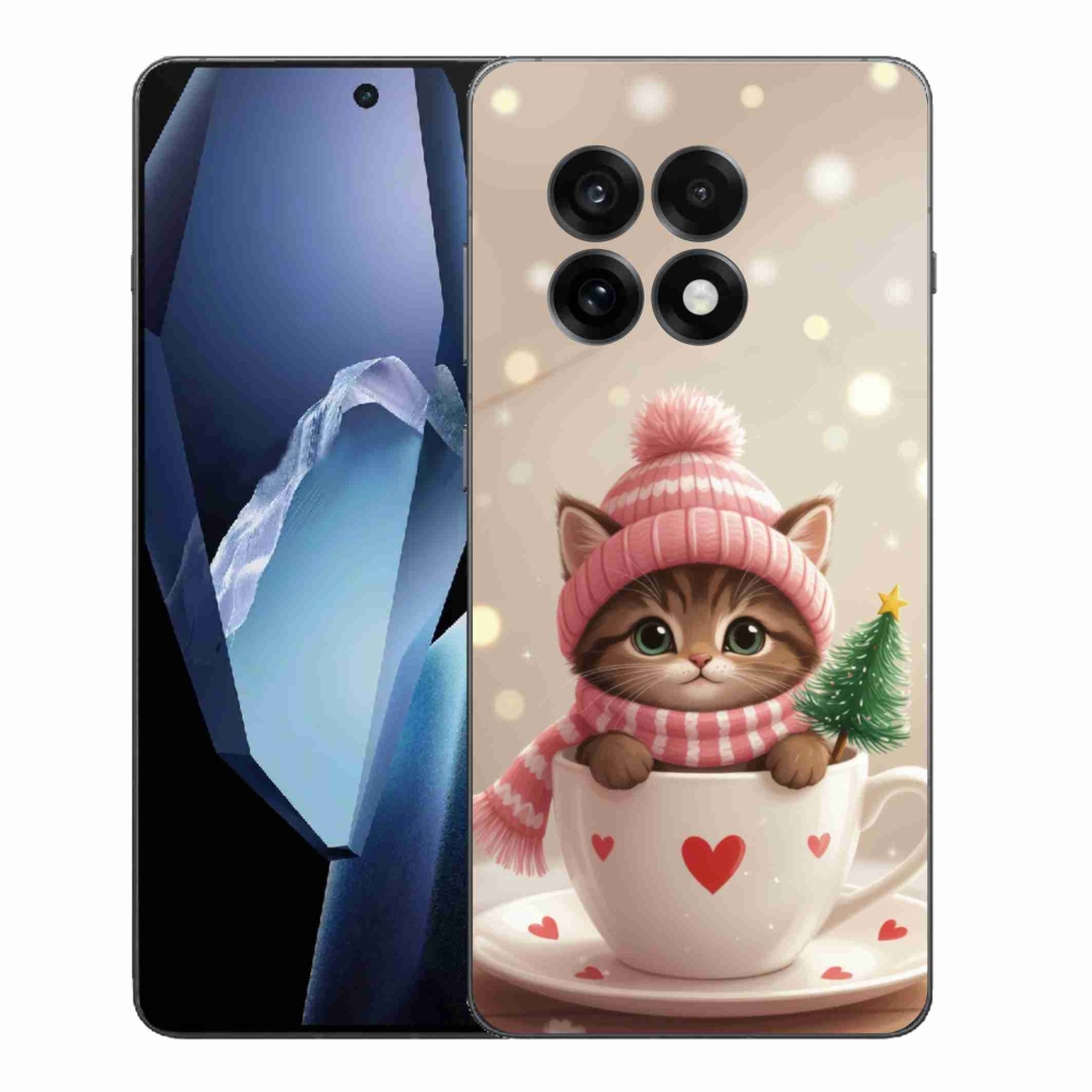 Zselés borítás mmCase a One Plus 13R készülékhez - Karácsonyi cica a csészében