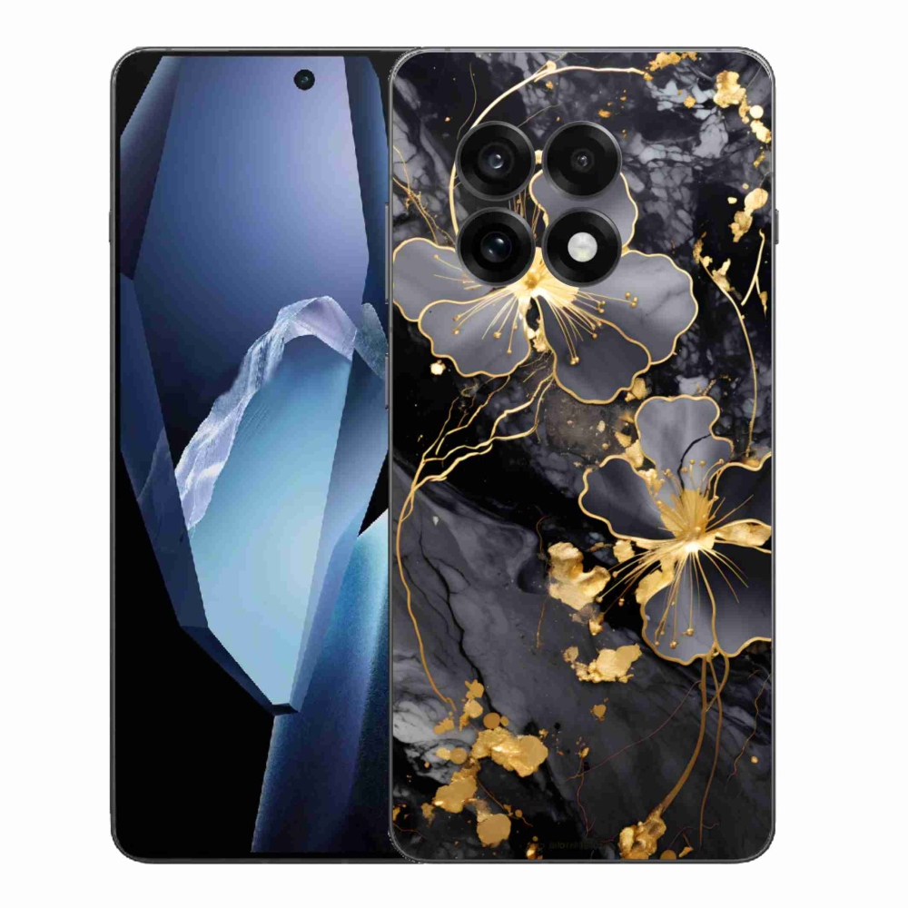 Zselés tok mmCase a One Plus 13R készülékhez - aranyszínű virágok