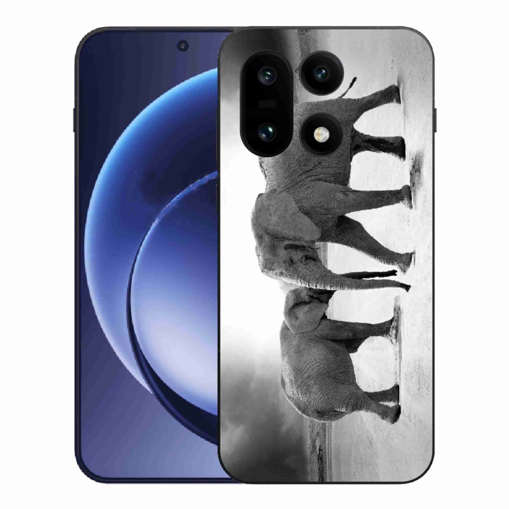 Zselés borítás mmCase a One Plus 15 készülékhez - fekete és fehér elefántok