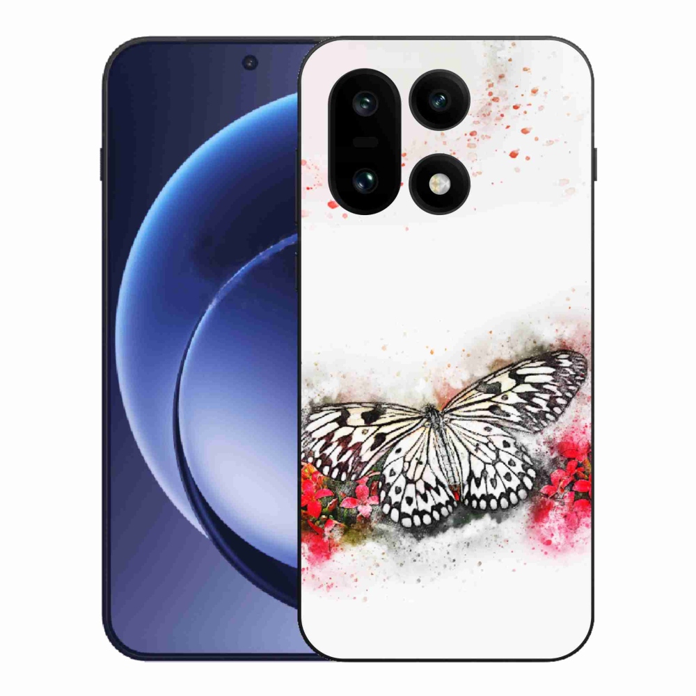 Zselés tok mmCase a One Plus 15 készülékhez - fekete-fehér pillangó