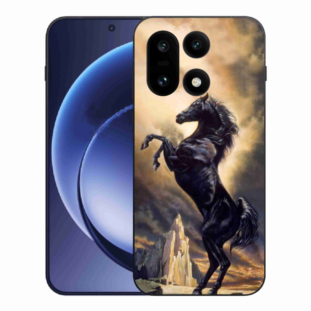 Zselés tok mmCase a One Plus 15 készülékhez - fekete rajzfilm ló