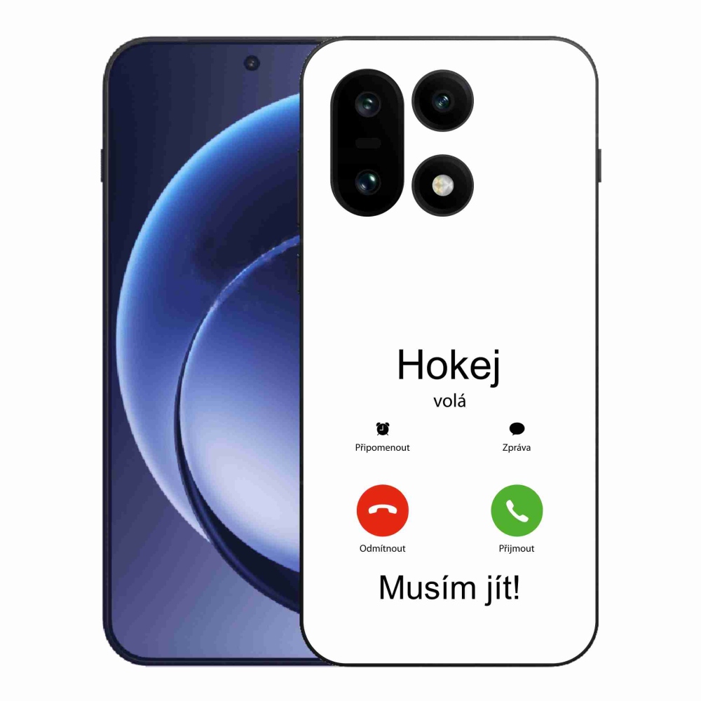Gél borítás mmCase a One Plus 15-ön - hoki hívások fehér háttérrel