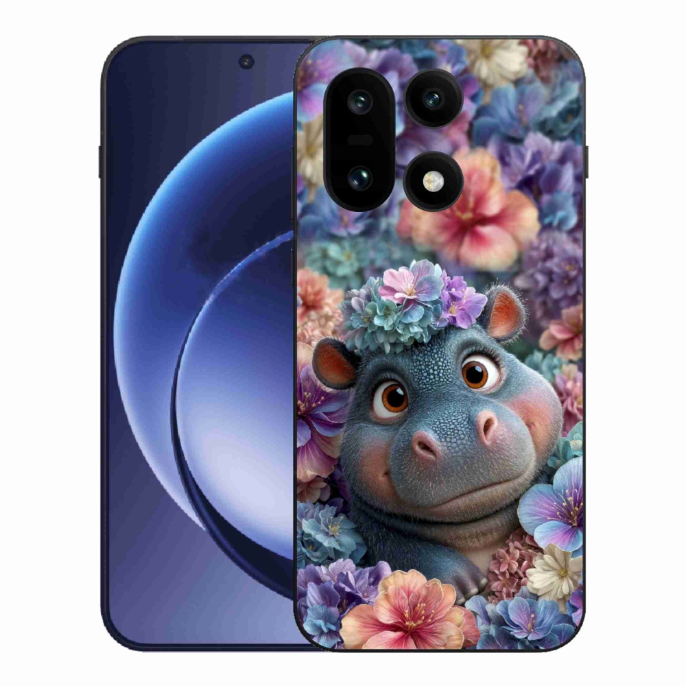 Zselés borító mmCase a One Plus 15-öshöz - víziló virágokban