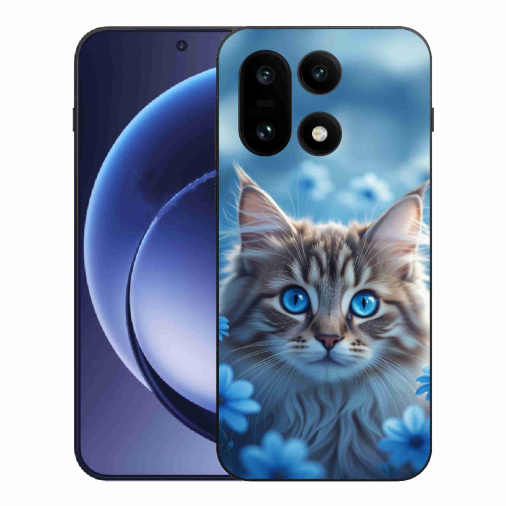 Zselés borító mmCase a One Plus 15 készülékhez - kék virágos cica