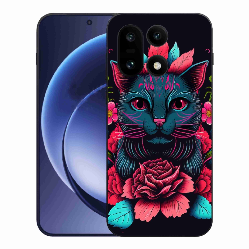 Zselés borító mmCase a One Plus 15-öshöz - virágok és macska