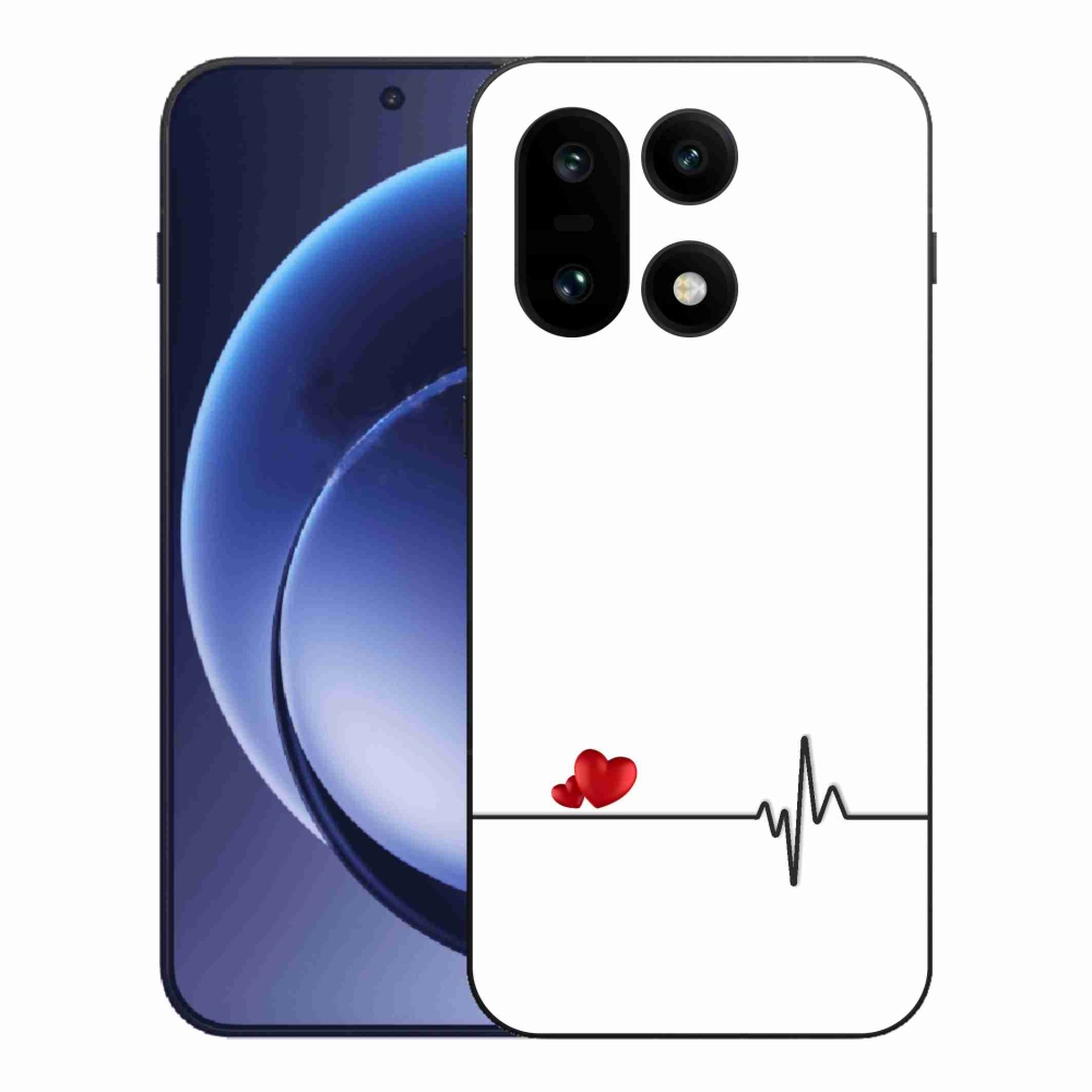 Gél borító mmCase a One Plus 15-ön - szív és szívverés fehér háttérrel