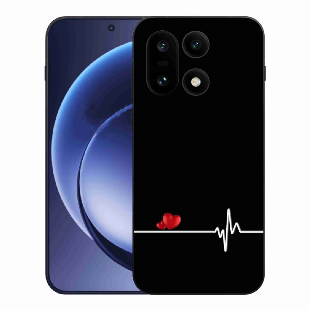 Gél borító mmCase a One Plus 15-ön - szív és szívverés fekete háttérrel